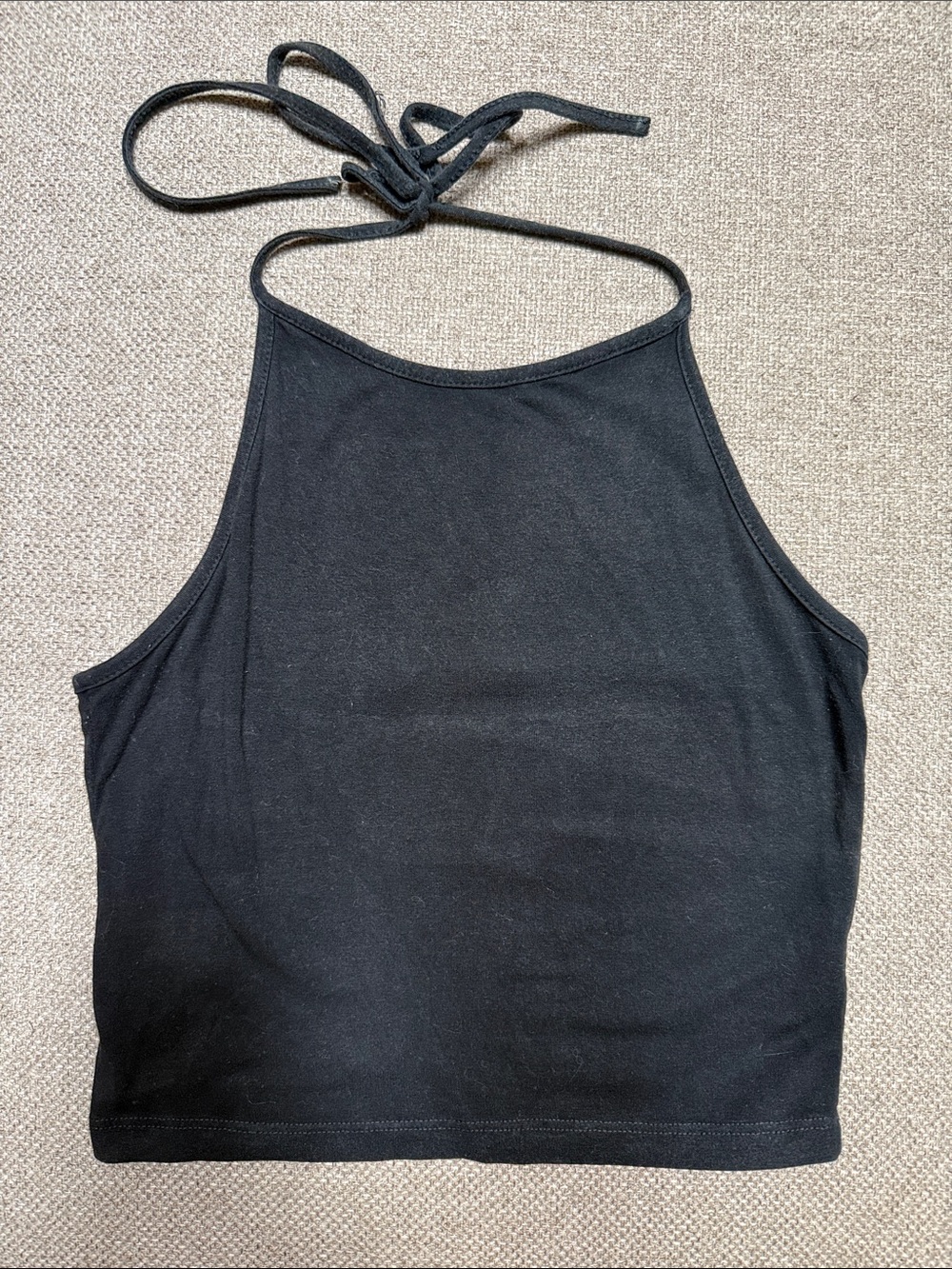 Brandy Melville Black Halter Tie-Back Crop Top